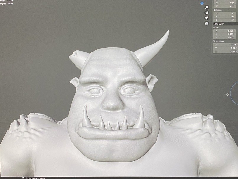Troll character face sculpt