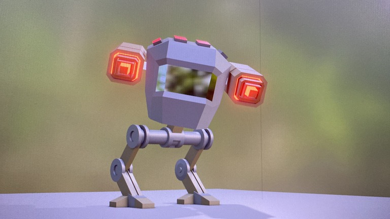 Stylized 3D robot character render — Unreal Engine 5 hard-surface model